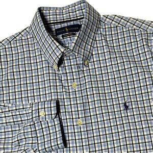 Ralph‎ Lauren Shirt Mens XL Blue Plaid Performance Button Down Long Sleeve Pony
